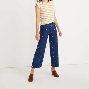 MADEWELL Wide-Leg Crop Jeans Confetti Floral Embroidered Edition Gardner Wash 27